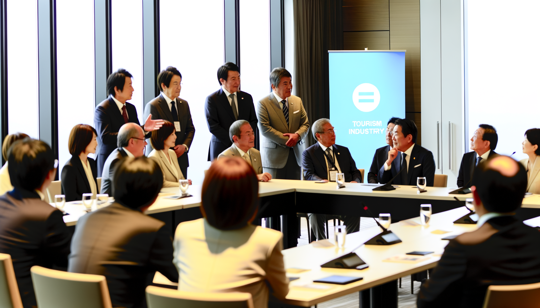 観光業界の経営陣による戦略会議